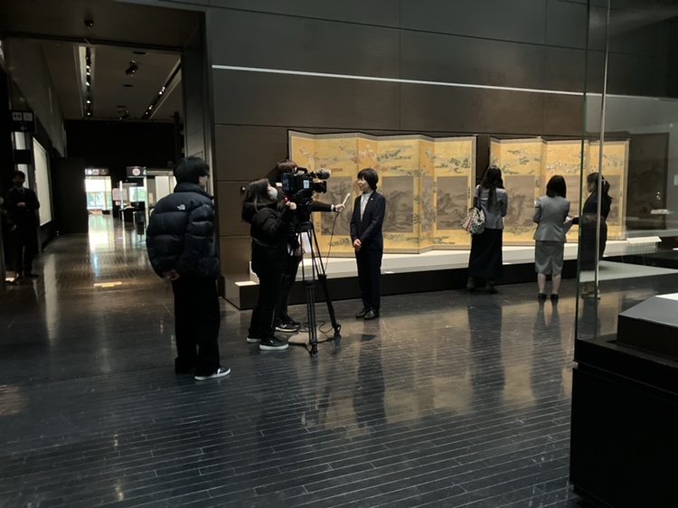 四季花木草花下絵山水図押絵貼屏風 高精細複製品 寄贈
